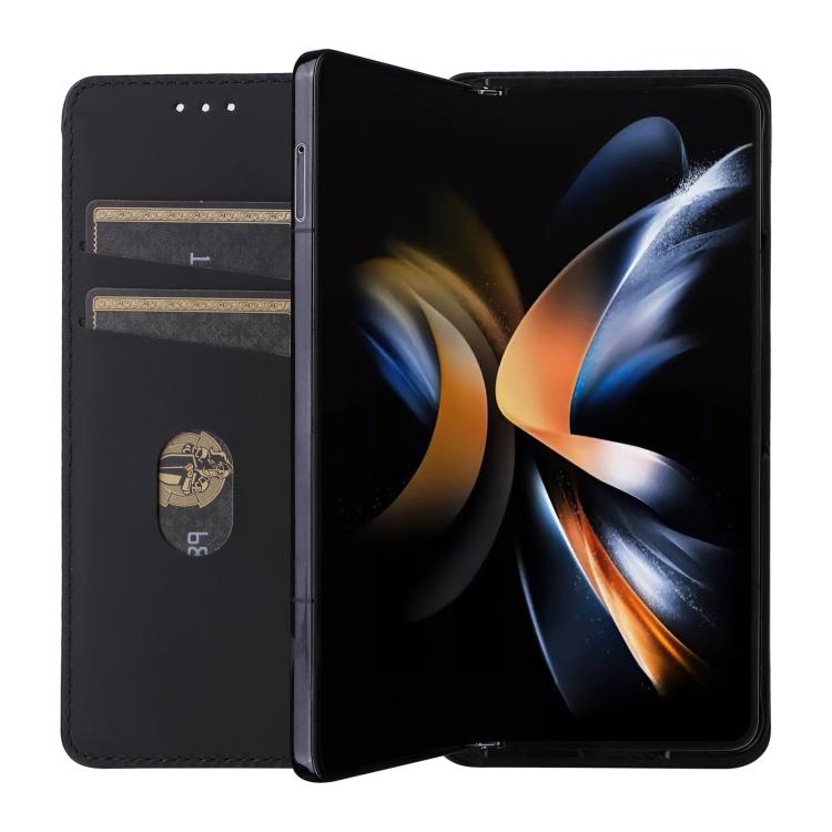 For Samsung Galaxy Z Fold5 Cubic Grid Texture Flip Leather Phone Case