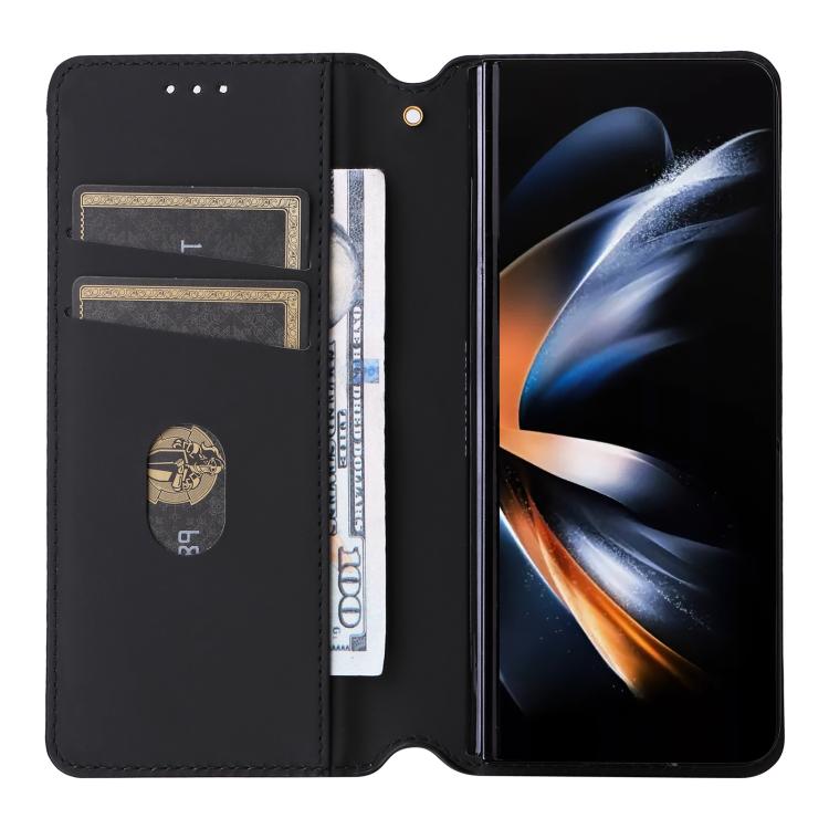 For Samsung Galaxy Z Fold5 Cubic Grid Texture Flip Leather Phone Case