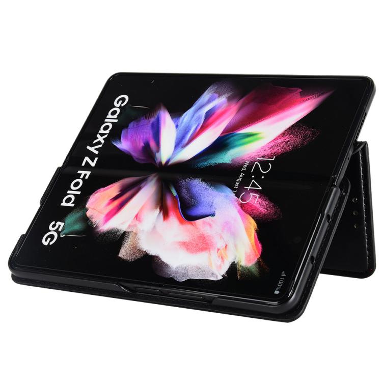 For Samsung Galaxy Z Fold4 Cubic Grid Texture Flip Leather Phone Case