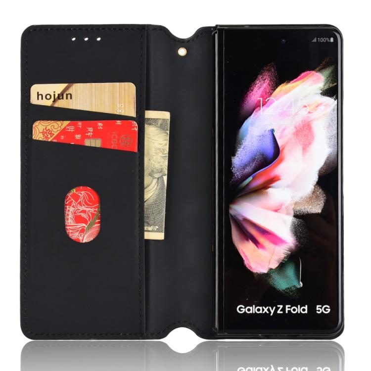 For Samsung Galaxy Z Fold4 Cubic Grid Texture Flip Leather Phone Case