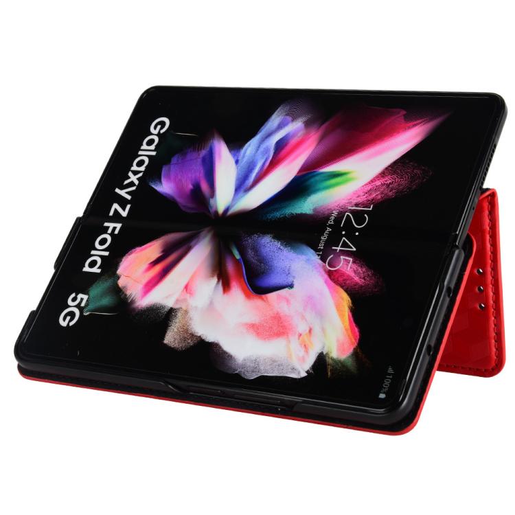 For Samsung Galaxy Z Fold4 Cubic Grid Texture Flip Leather Phone Case