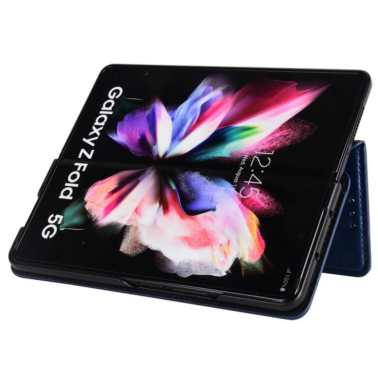 For Samsung Galaxy Z Fold4 Cubic Grid Texture Flip Leather Phone Case