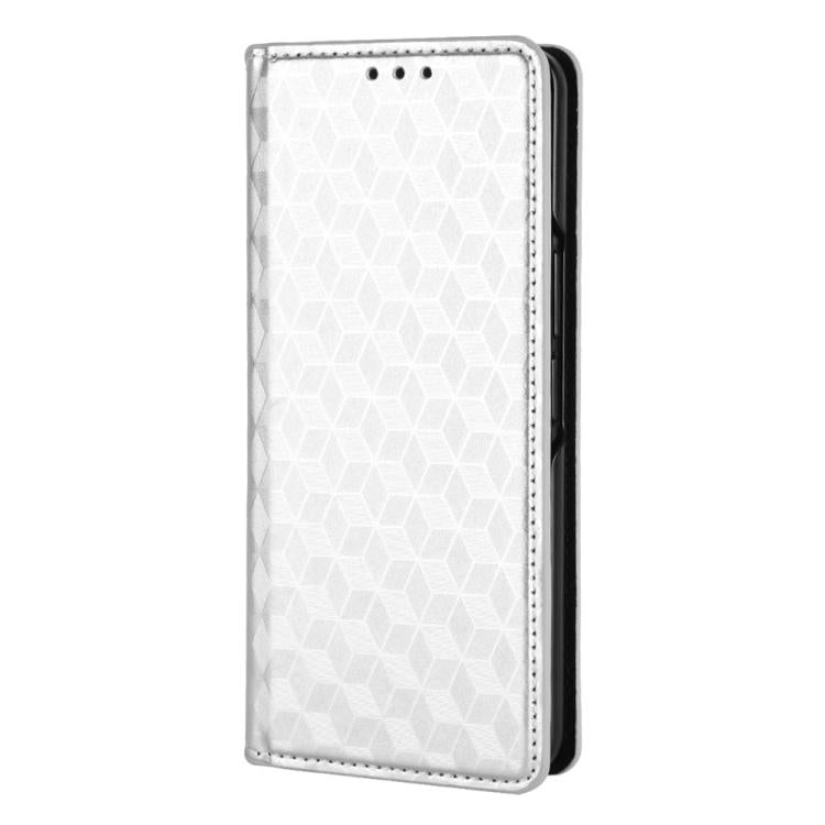 For Samsung Galaxy Z Fold4 Cubic Grid Texture Flip Leather Phone Case