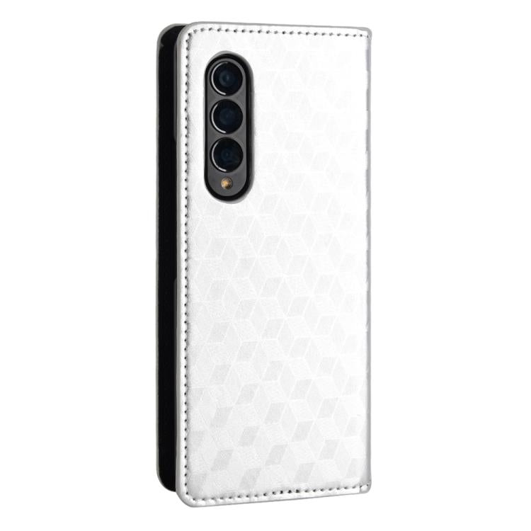 For Samsung Galaxy Z Fold4 Cubic Grid Texture Flip Leather Phone Case
