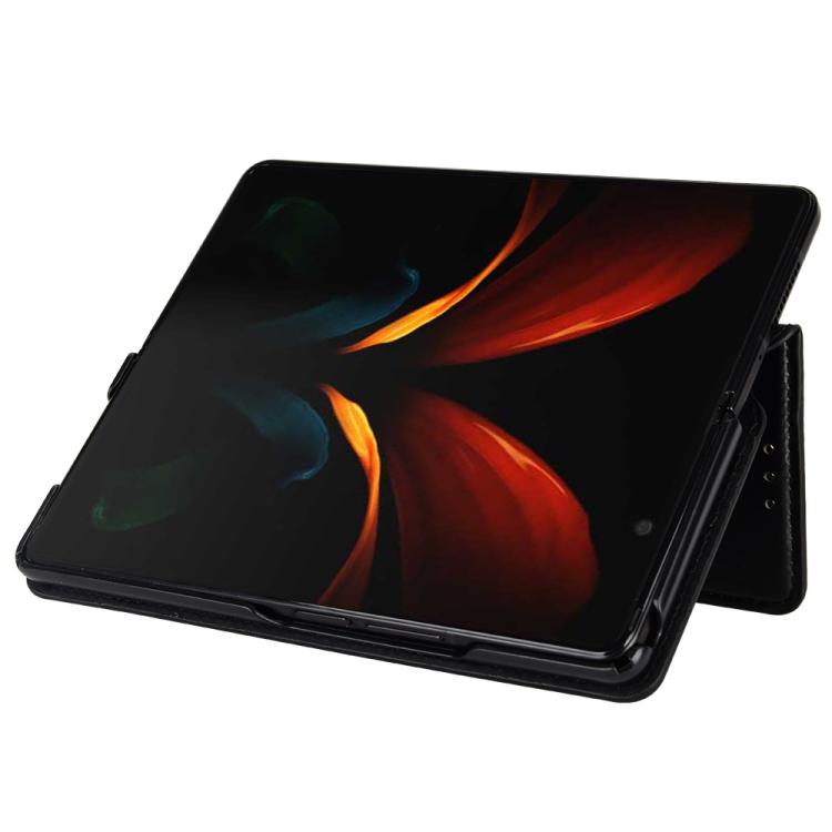 For Samsung Galaxy Z Fold2 Cubic Grid Texture Flip Leather Phone Case