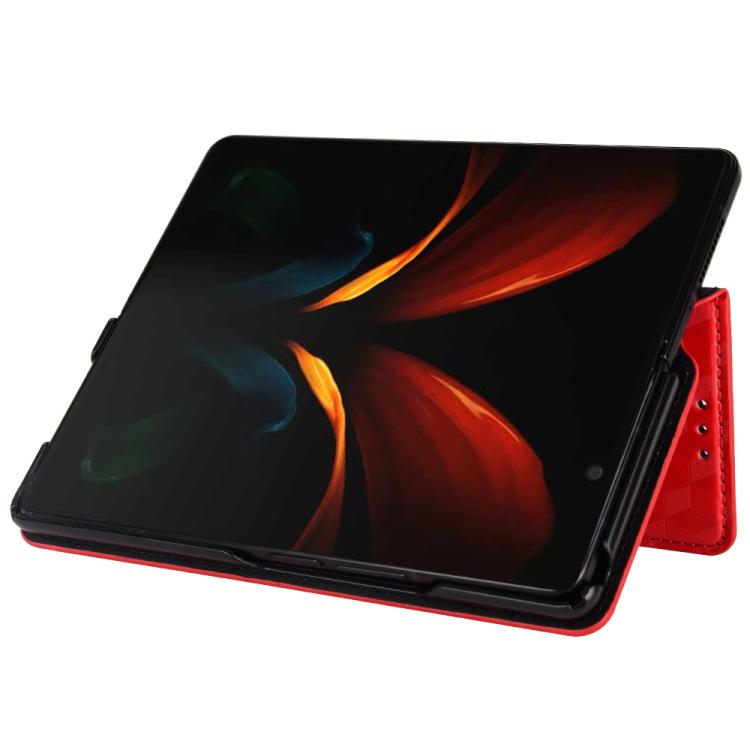 For Samsung Galaxy Z Fold2 Cubic Grid Texture Flip Leather Phone Case