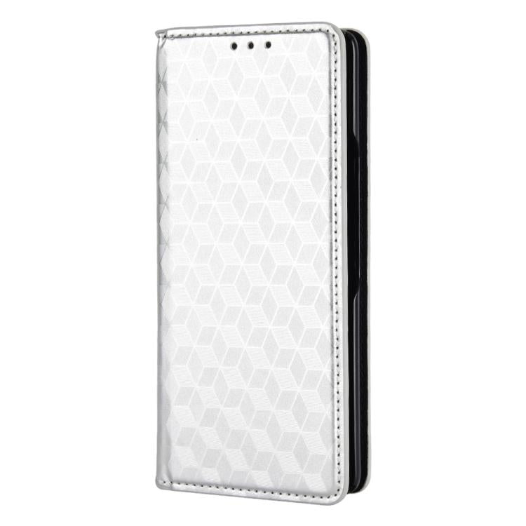 For Samsung Galaxy Z Fold2 Cubic Grid Texture Flip Leather Phone Case