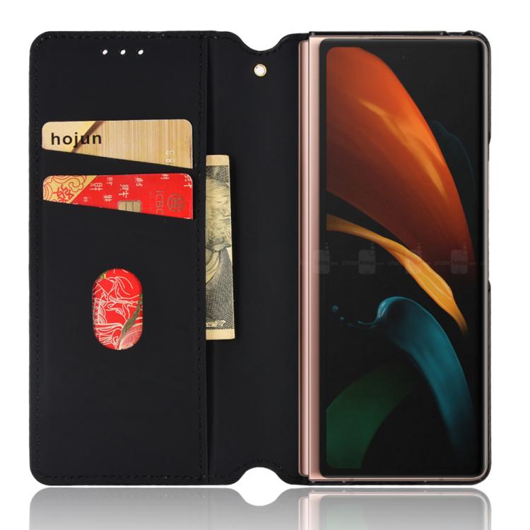For Samsung Galaxy Z Fold2 Cubic Grid Texture Flip Leather Phone Case