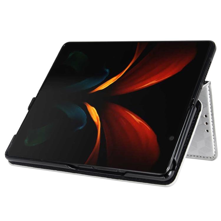 For Samsung Galaxy Z Fold2 Cubic Grid Texture Flip Leather Phone Case