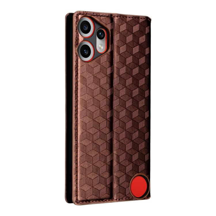 For Nothing CMF Phone 2 Pro Cubic Grid Texture Flip Leather Phone Case