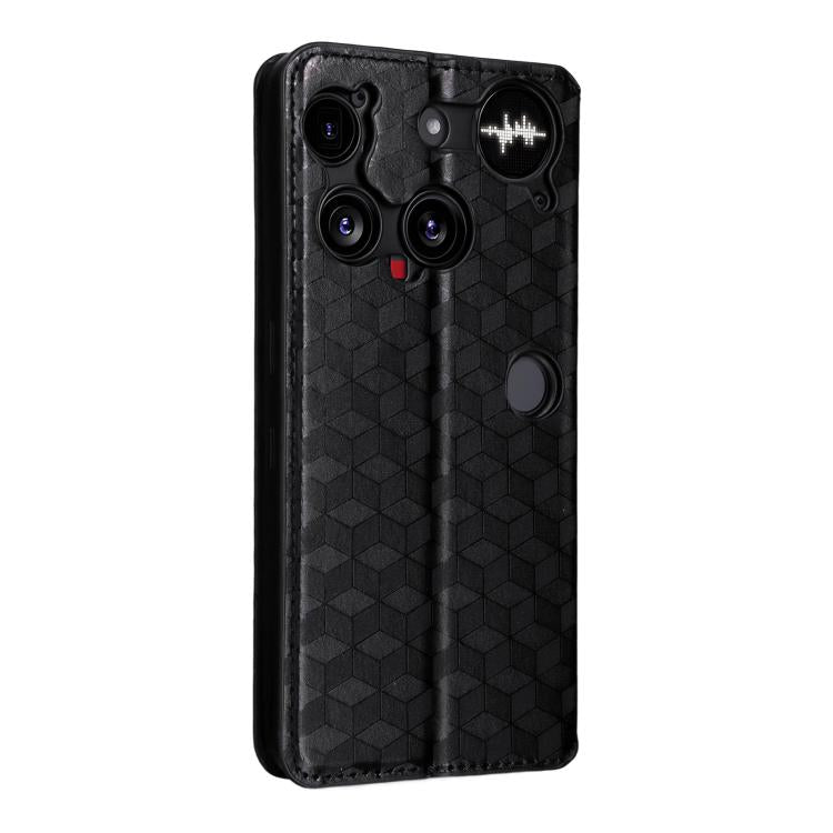 For Nothing Phone 3 Cubic Grid Texture Flip Leather Phone Case