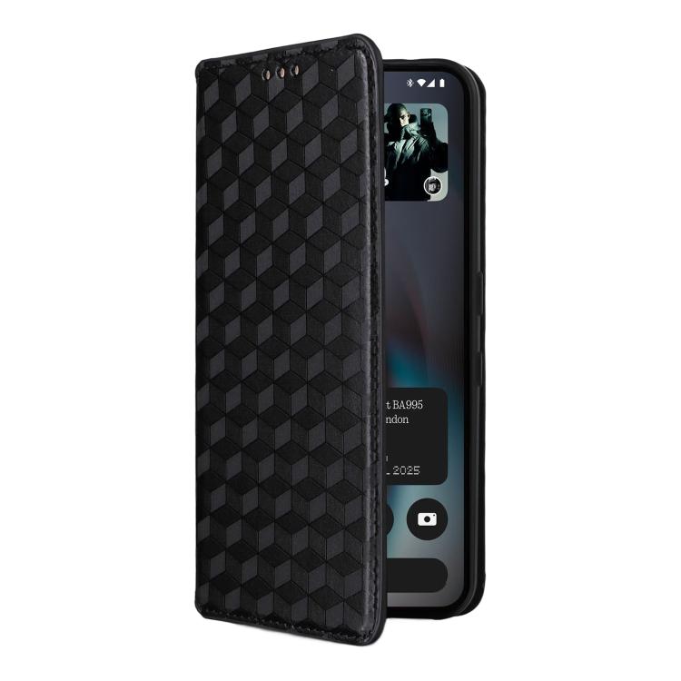 For Nothing Phone 3 Cubic Grid Texture Flip Leather Phone Case