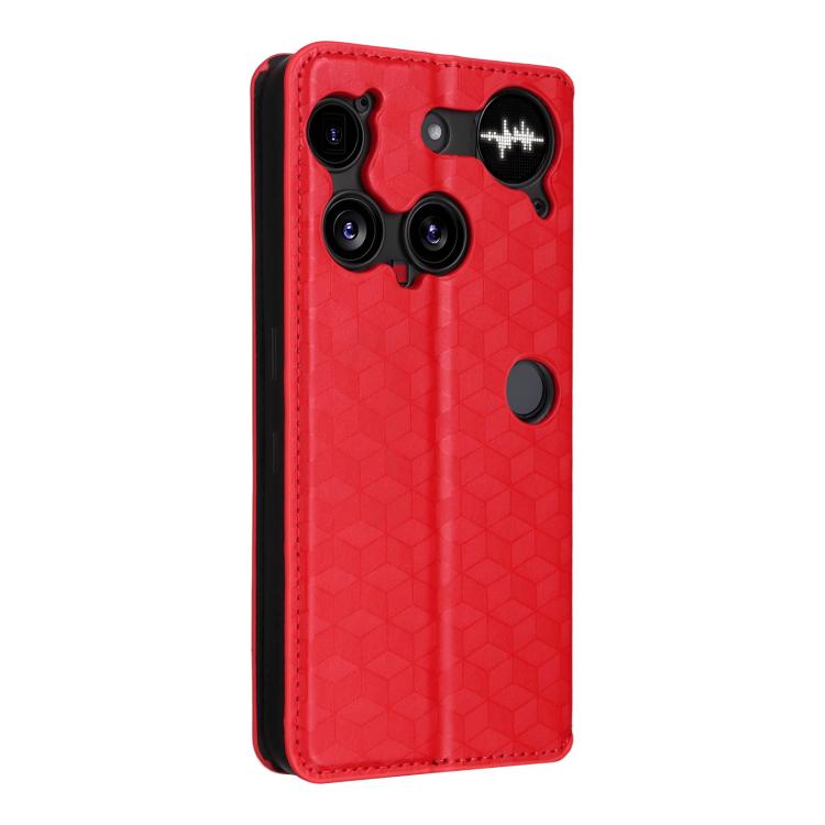 For Nothing Phone 3 Cubic Grid Texture Flip Leather Phone Case