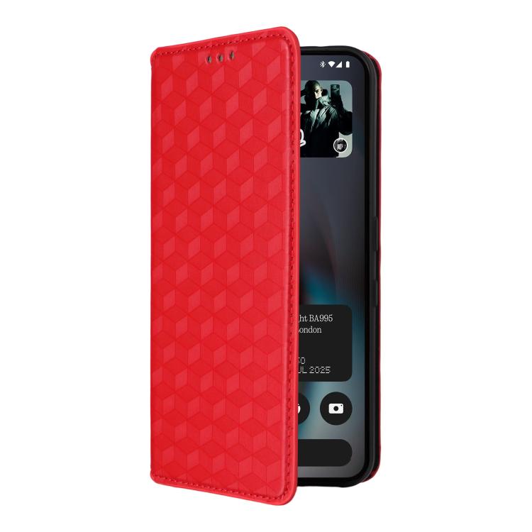For Nothing Phone 3 Cubic Grid Texture Flip Leather Phone Case