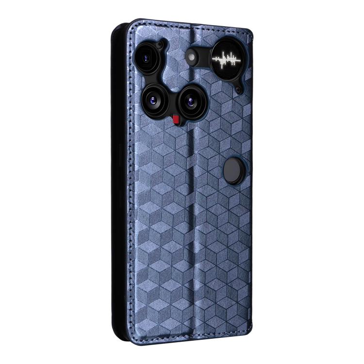 For Nothing Phone 3 Cubic Grid Texture Flip Leather Phone Case