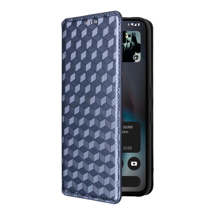 For Nothing Phone 3 Cubic Grid Texture Flip Leather Phone Case
