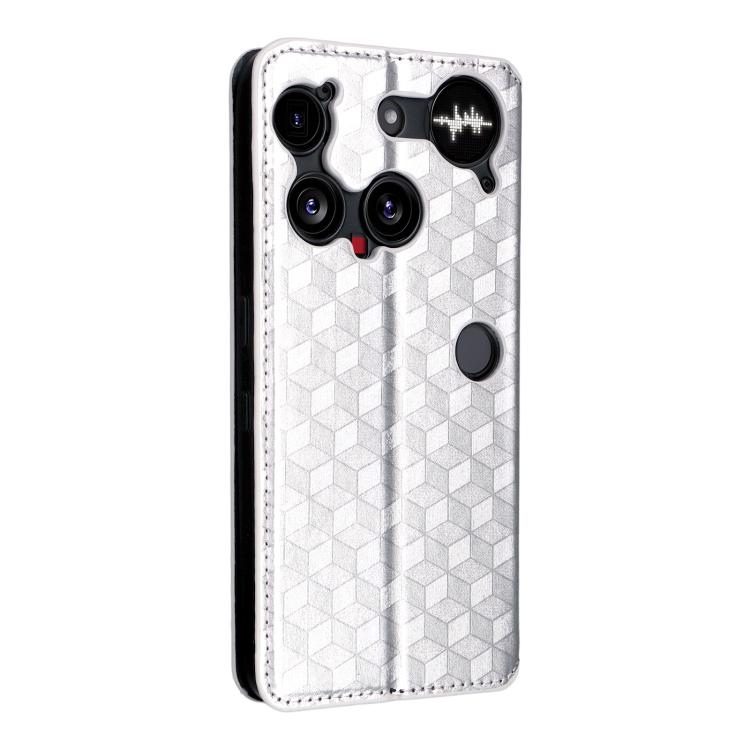 For Nothing Phone 3 Cubic Grid Texture Flip Leather Phone Case