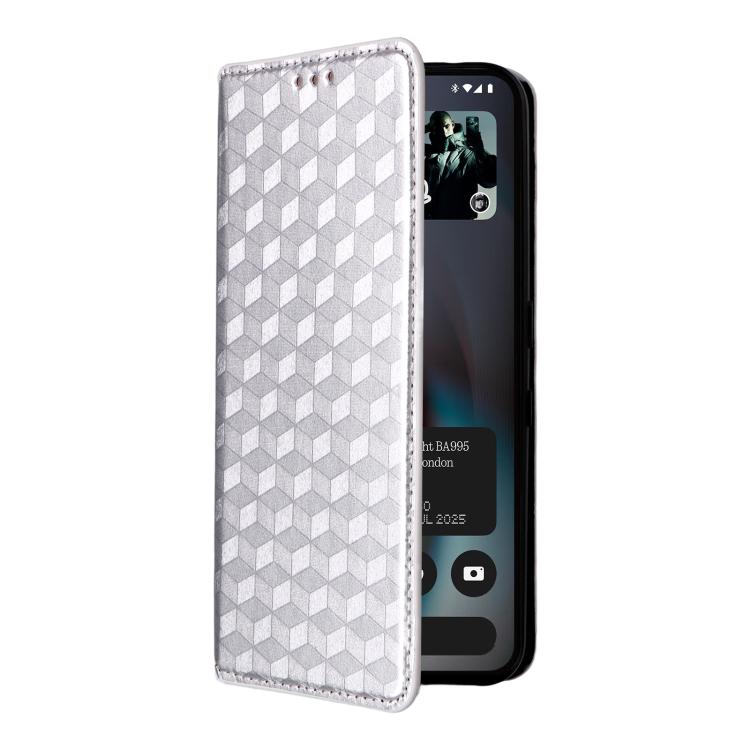 For Nothing Phone 3 Cubic Grid Texture Flip Leather Phone Case