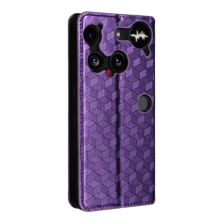 For Nothing Phone 3 Cubic Grid Texture Flip Leather Phone Case