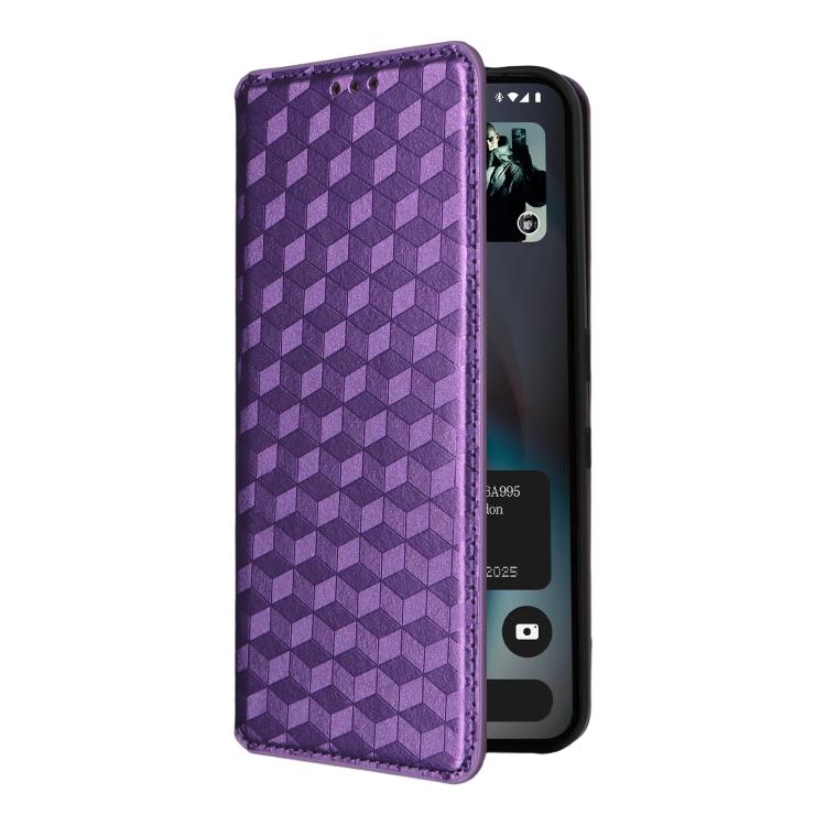 For Nothing Phone 3 Cubic Grid Texture Flip Leather Phone Case