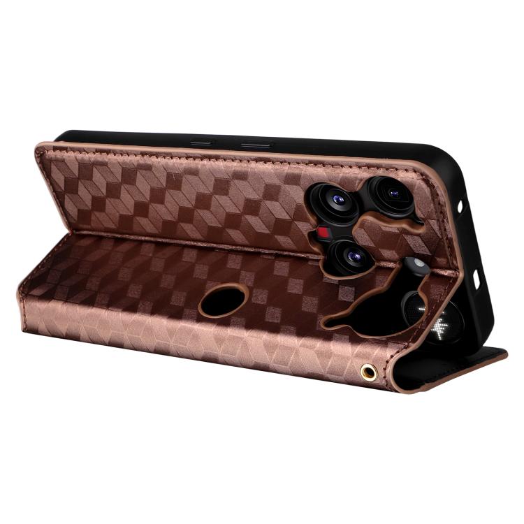 For Nothing Phone 3 Cubic Grid Texture Flip Leather Phone Case