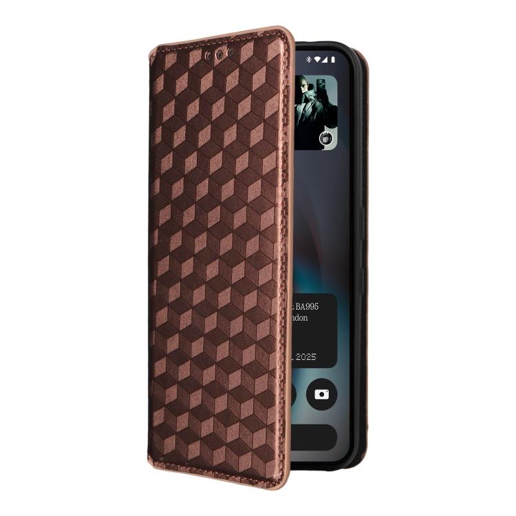 For Nothing Phone 3 Cubic Grid Texture Flip Leather Phone Case
