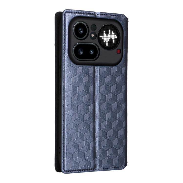 For Nothing Phone 4a Pro Cubic Grid Texture Flip Leather Phone Case