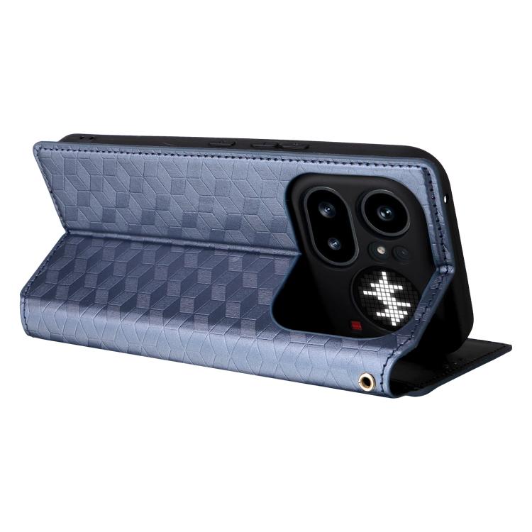For Nothing Phone 4a Pro Cubic Grid Texture Flip Leather Phone Case