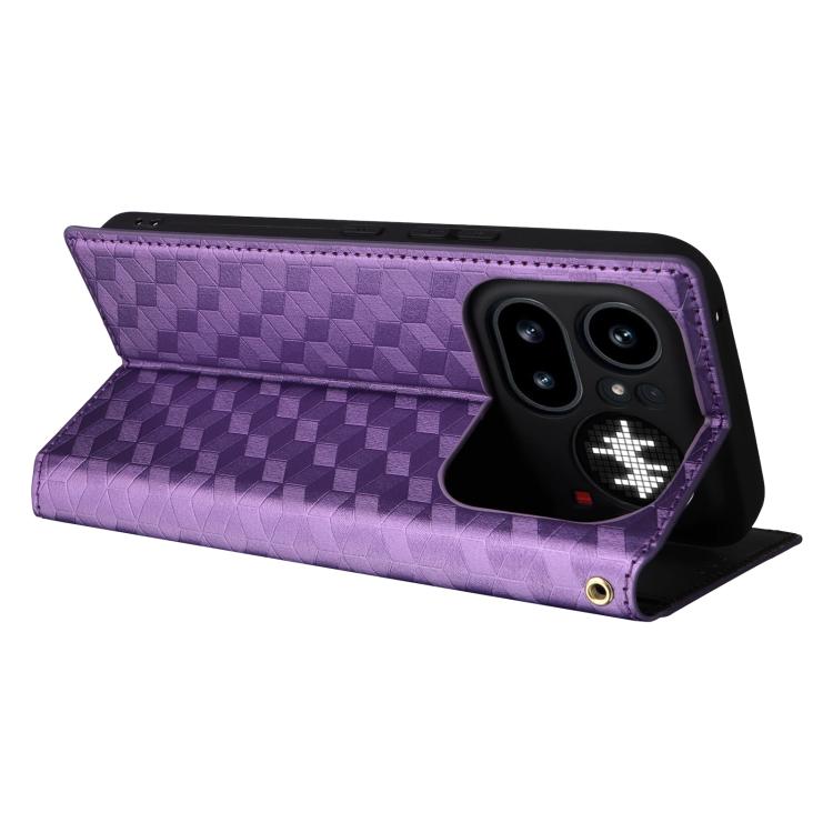 For Nothing Phone 4a Pro Cubic Grid Texture Flip Leather Phone Case