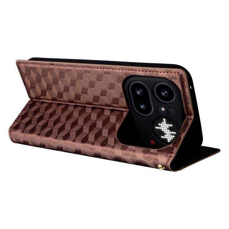 For Nothing Phone 4a Pro Cubic Grid Texture Flip Leather Phone Case