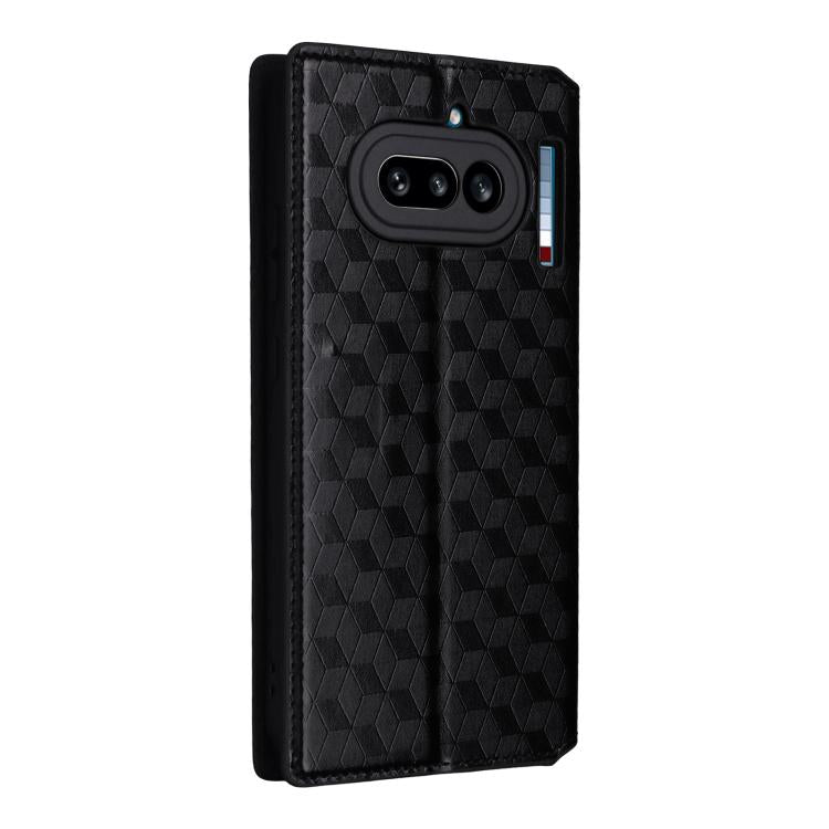 For Nothing Phone 4a Cubic Grid Texture Flip Leather Phone Case