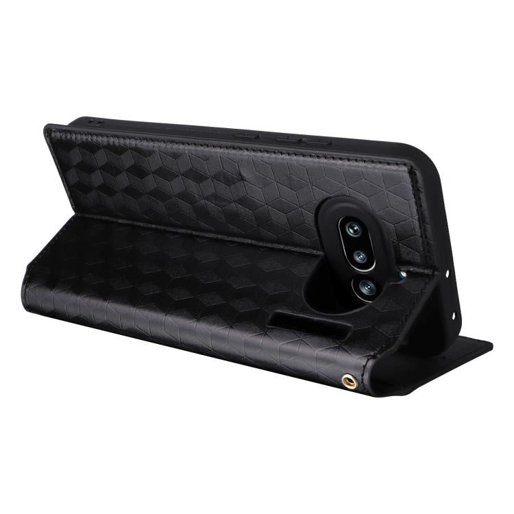 For Nothing Phone 4a Cubic Grid Texture Flip Leather Phone Case