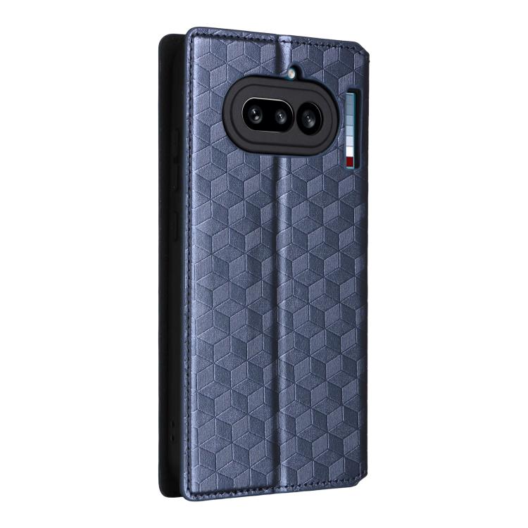 For Nothing Phone 4a Cubic Grid Texture Flip Leather Phone Case