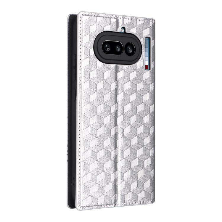 For Nothing Phone 4a Cubic Grid Texture Flip Leather Phone Case