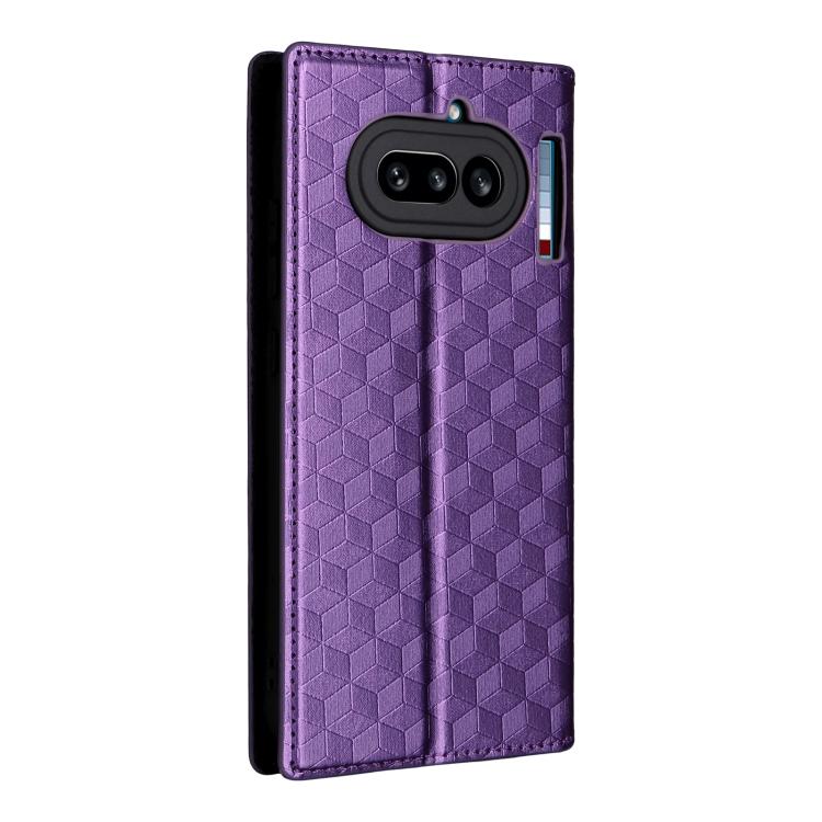 For Nothing Phone 4a Cubic Grid Texture Flip Leather Phone Case