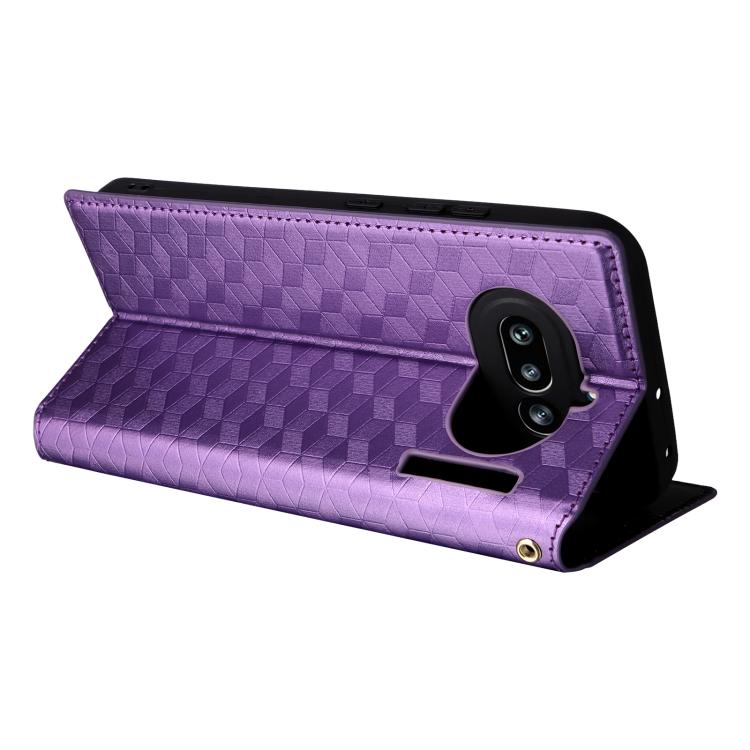 For Nothing Phone 4a Cubic Grid Texture Flip Leather Phone Case
