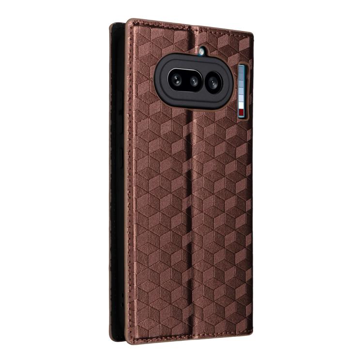 For Nothing Phone 4a Cubic Grid Texture Flip Leather Phone Case