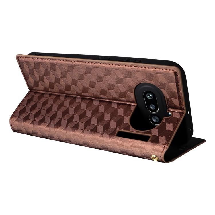 For Nothing Phone 4a Cubic Grid Texture Flip Leather Phone Case