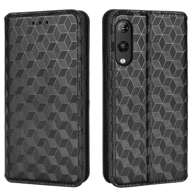 For Rakuten Hand Cubic Grid Texture Flip Leather Phone Case