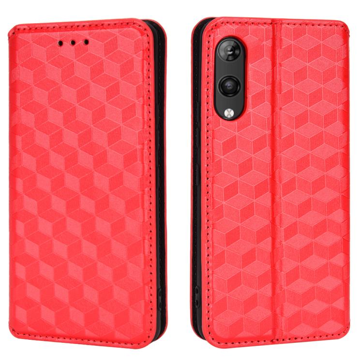 For Rakuten Hand Cubic Grid Texture Flip Leather Phone Case