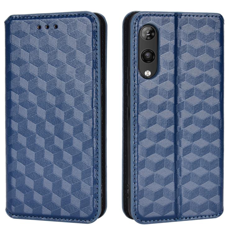 For Rakuten Hand Cubic Grid Texture Flip Leather Phone Case