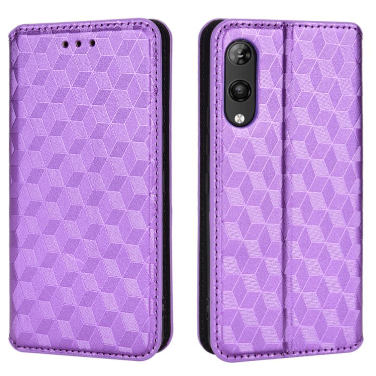 For Rakuten Hand Cubic Grid Texture Flip Leather Phone Case