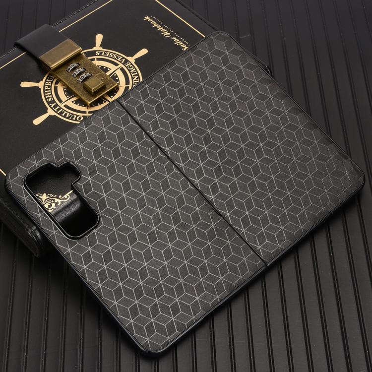 For Microsoft Surface Duo 2 Cubic Grid Texture Leather Back Cover Phone Case