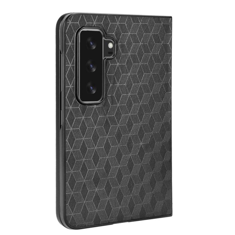 For Microsoft Surface Duo 2 Cubic Grid Texture Leather Back Cover Phone Case