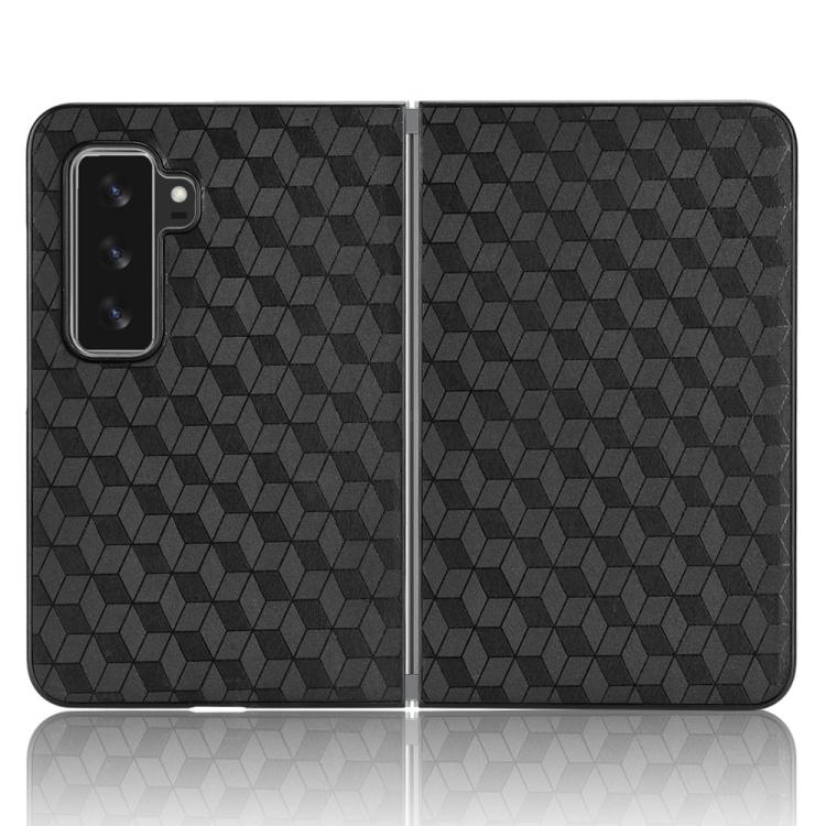 For Microsoft Surface Duo 2 Cubic Grid Texture Leather Back Cover Phone Case