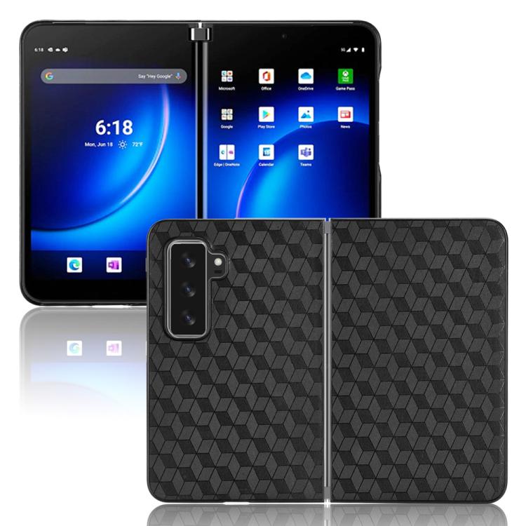 For Microsoft Surface Duo 2 Cubic Grid Texture Leather Back Cover Phone Case