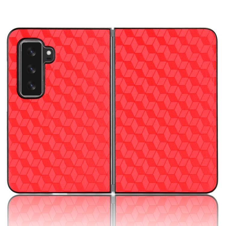 For Microsoft Surface Duo 2 Cubic Grid Texture Leather Back Cover Phone Case