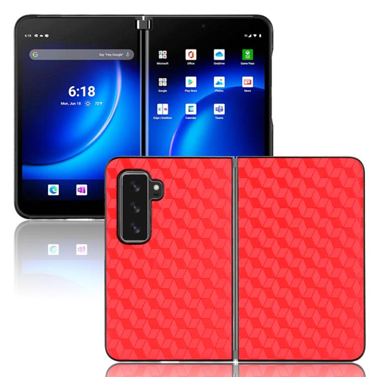 For Microsoft Surface Duo 2 Cubic Grid Texture Leather Back Cover Phone Case