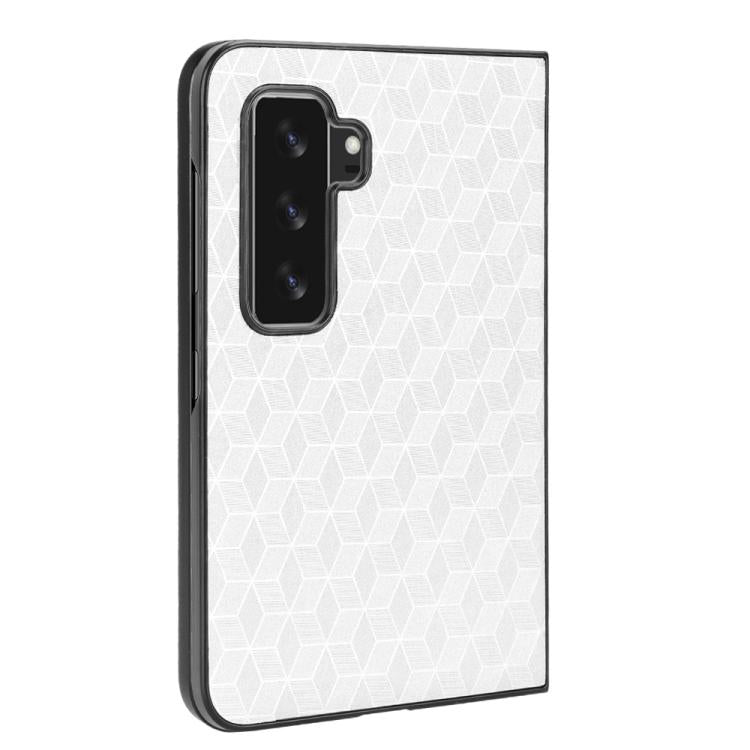 For Microsoft Surface Duo 2 Cubic Grid Texture Leather Back Cover Phone Case