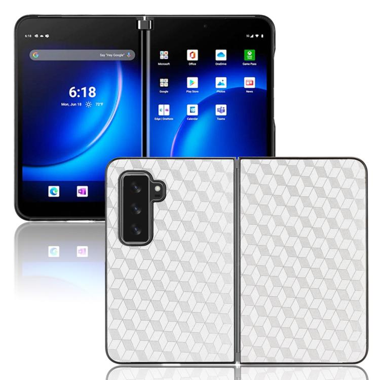 For Microsoft Surface Duo 2 Cubic Grid Texture Leather Back Cover Phone Case